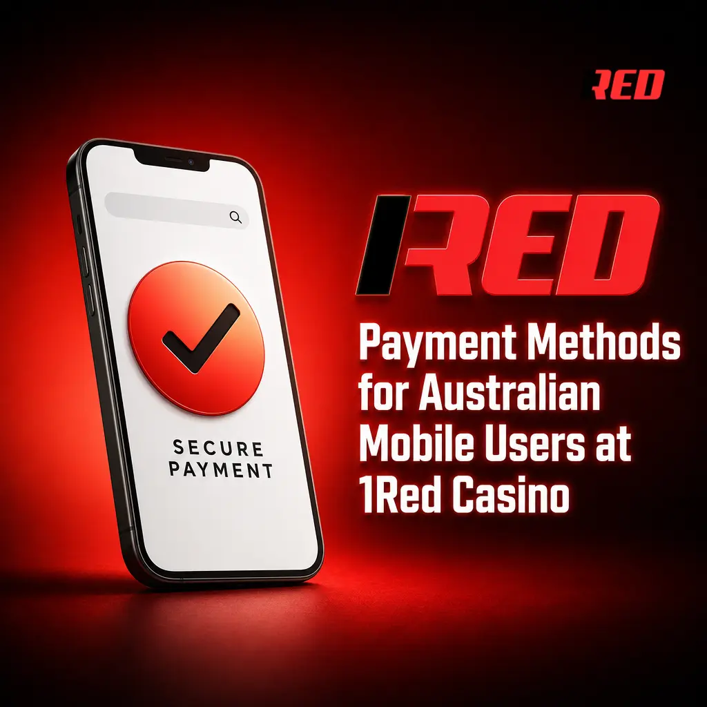 Australian mobile casino payment methods including Visa, Mastercard, crypto, e-wallets, and prepaid vouchers at 1Red Casino
