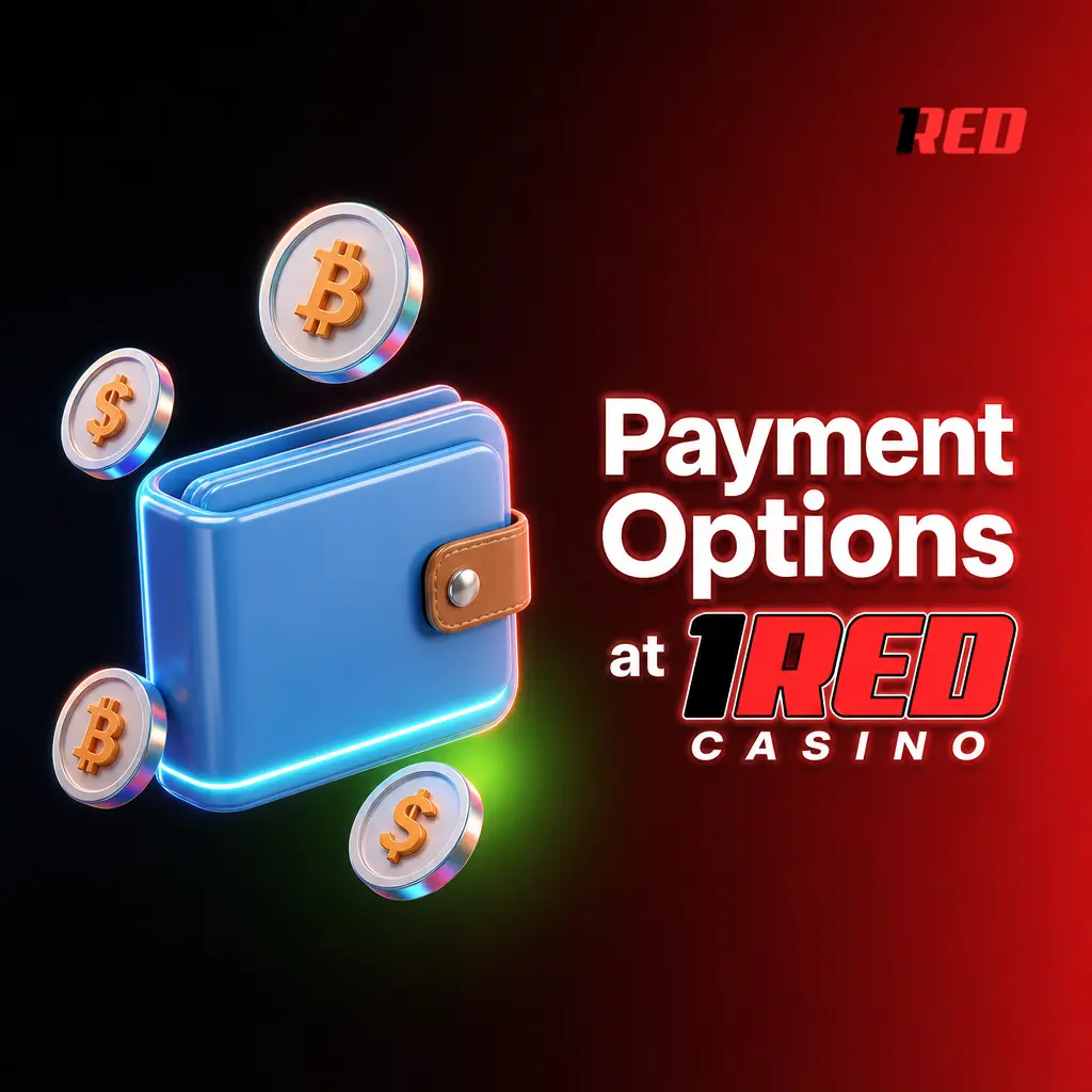 1Red Casino payment options table showing 10+ methods including Visa, Bitcoin and Neosurf with AU$20 min deposit