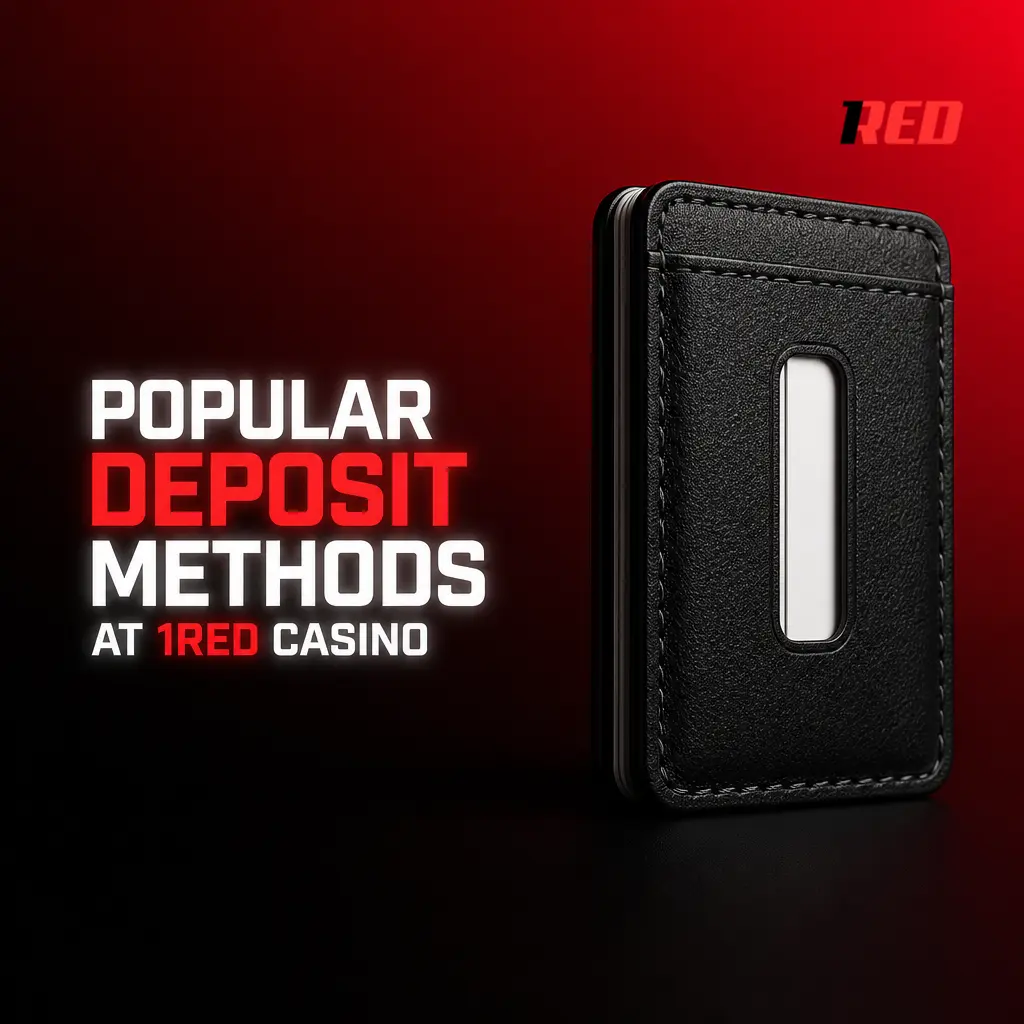 Popular deposit methods at 1Red Casino including Visa, MasterCard, crypto, e-wallets, and prepaid vouchers for Australian players