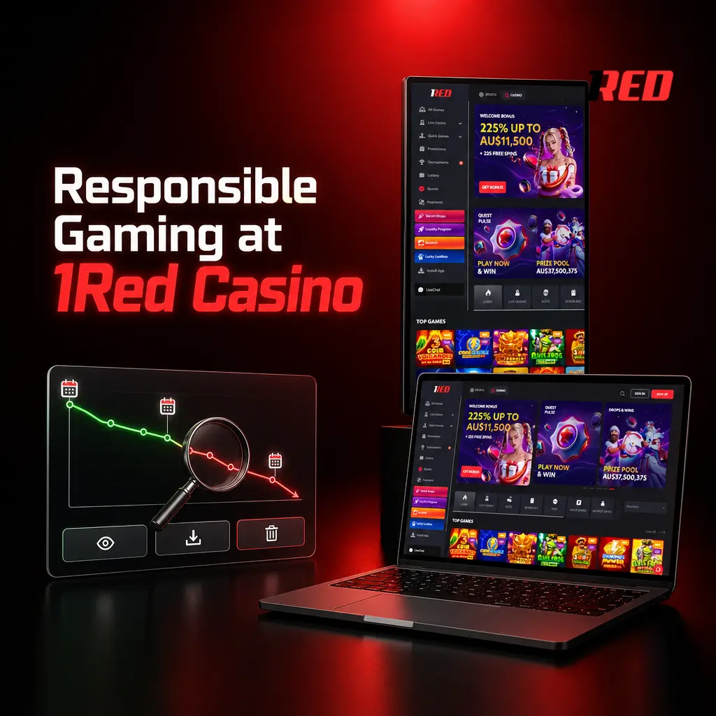1Red Casino responsible gaming tools including deposit limits, session controls, and self-exclusion options for Australian players