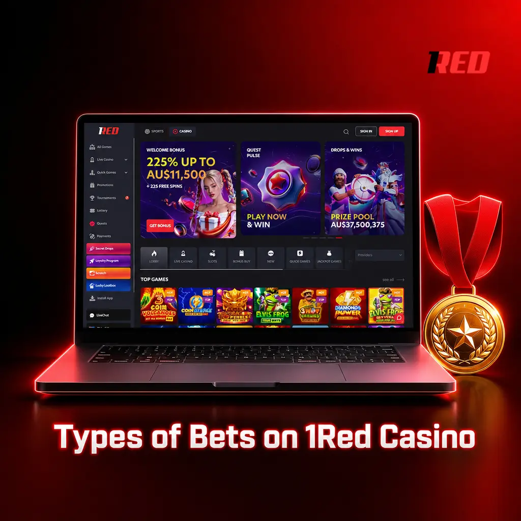 Diagram of single, express, and system bet types available at 1Red Casino for Australian punters