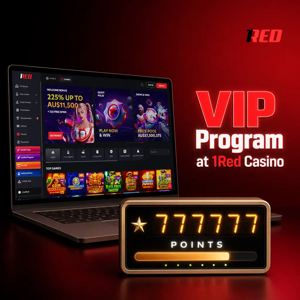 1Red Casino VIP programme tiers showing loyalty points, exclusive perks, and dedicated account manager benefits